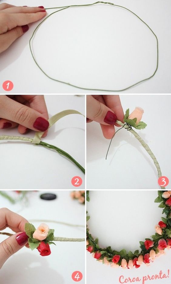 como fazer tiara de flores