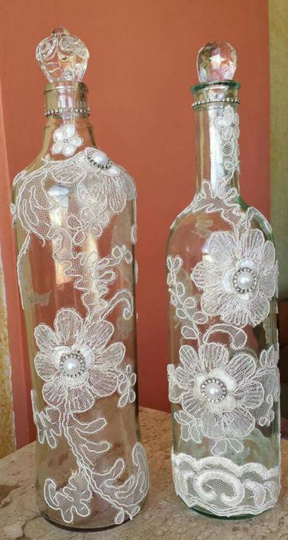 garrafa de vidro decorada