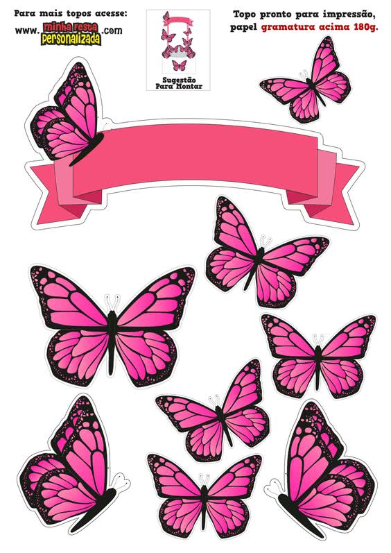 guirlanda roxa, topo de bolo com borboleta e flores. 8925589 Vetor