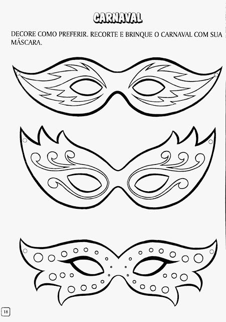 moldes de máscaras para o Carnaval 2024