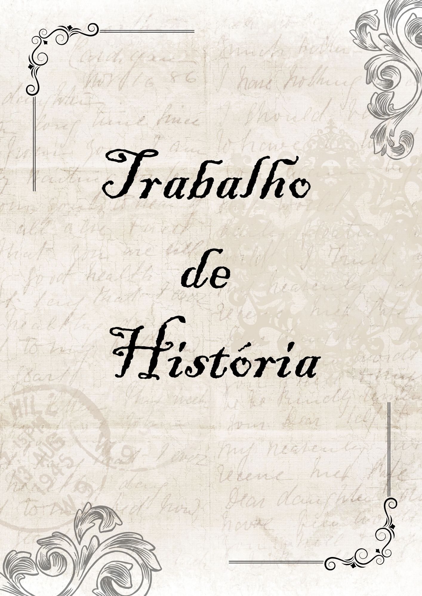 Capa de trabalho de história