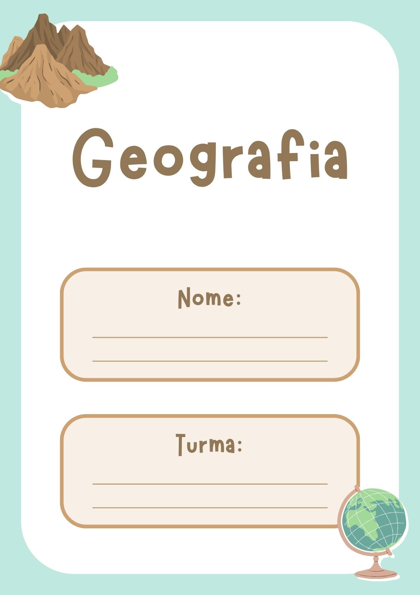 Capas de trabalho de geografia para imprimir