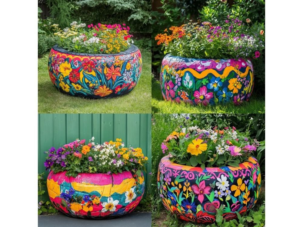 pintar pneu para jardim