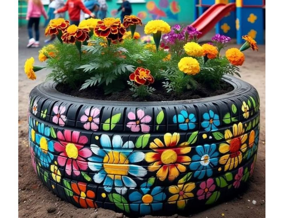 pintar pneu para jardim